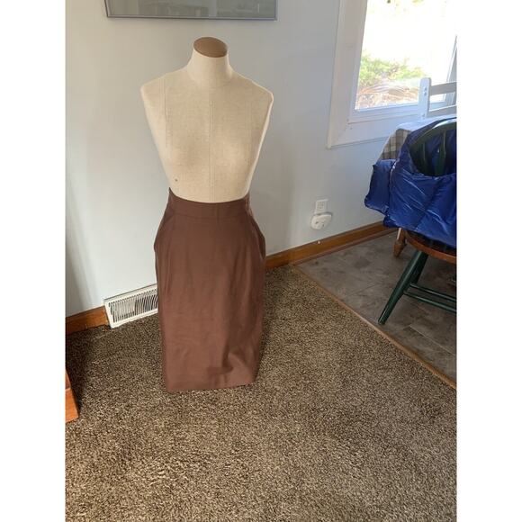 Vintage 60s Brown 100% Wool Pencil Skirt Made In Canada 30” Waist Office Siren - Picture 4 of 10